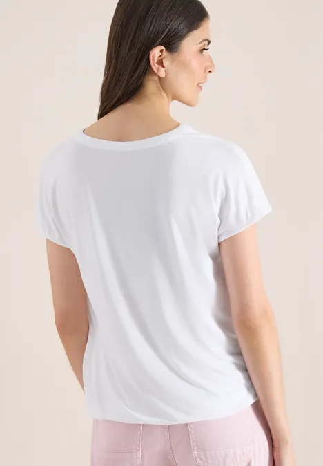 Blouse à manches courtes avec mélange de structures White