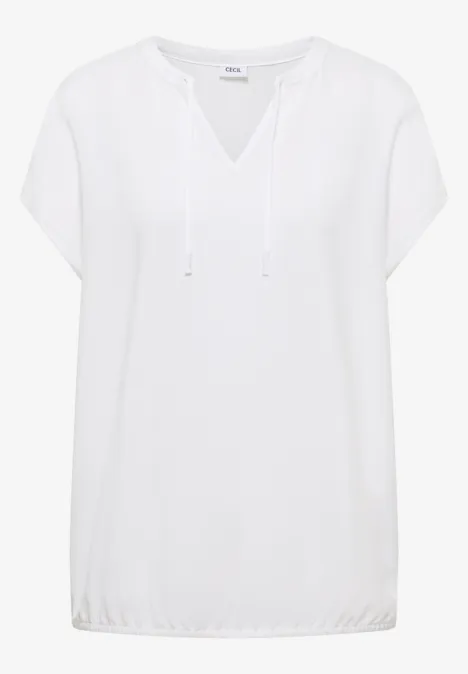 Blouse à manches courtes avec mélange de structures White
