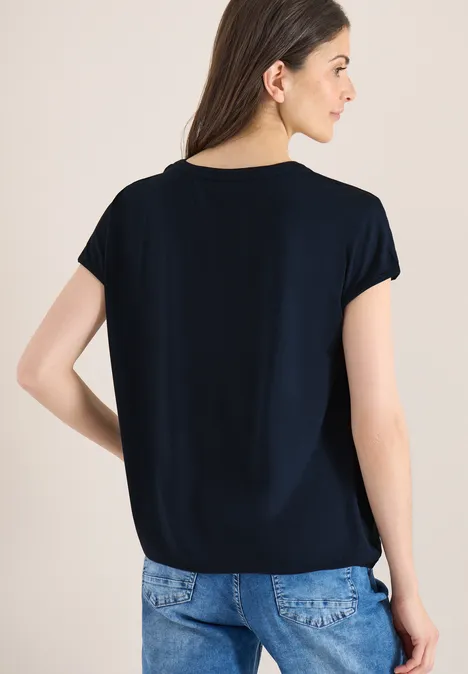 Kurzarm Bluse mit Strukturmix universal blue