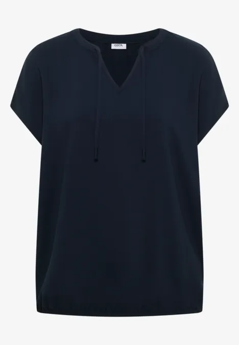 Kurzarm Bluse mit Strukturmix universal blue