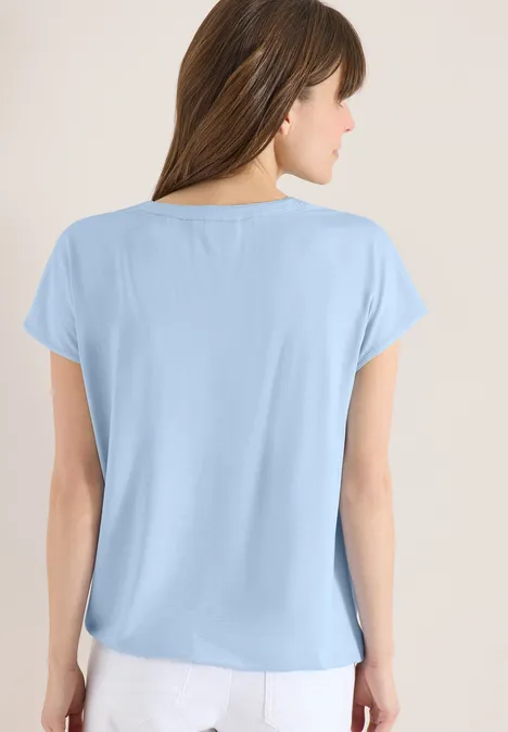 Kurzarm Bluse mit Strukturmix light sky blue Kurzarm Bluse mit Strukturmix light sky blue