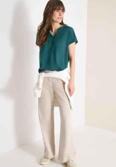 Kurzarm Bluse mit Strukturmix jungle green Kurzarm Bluse mit Strukturmix jungle green