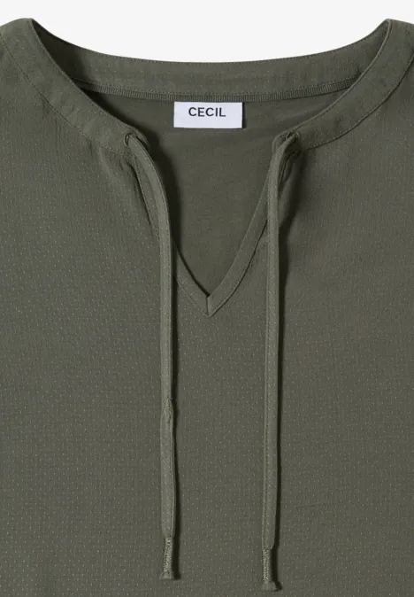 Kurzarm Bluse mit Strukturmix khaki