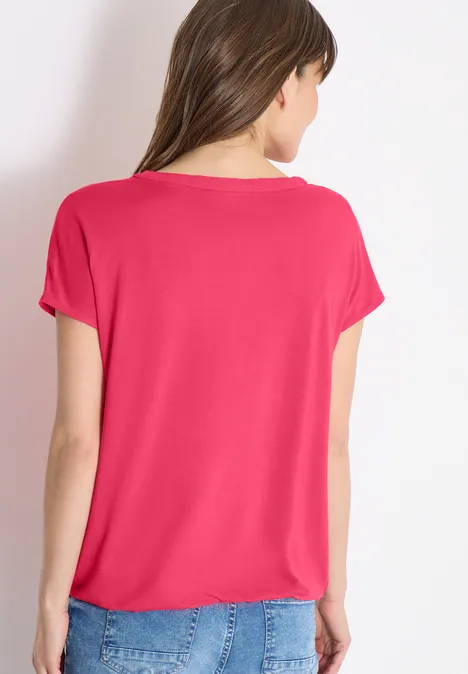 Blouse à manches courtes avec mélange de structures geranium red