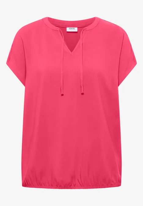 Blouse à manches courtes avec mélange de structures geranium red