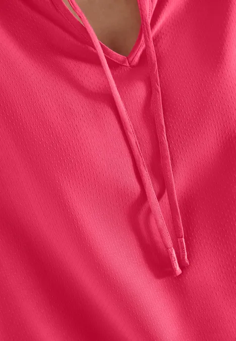 Blouse à manches courtes avec mélange de structures geranium red