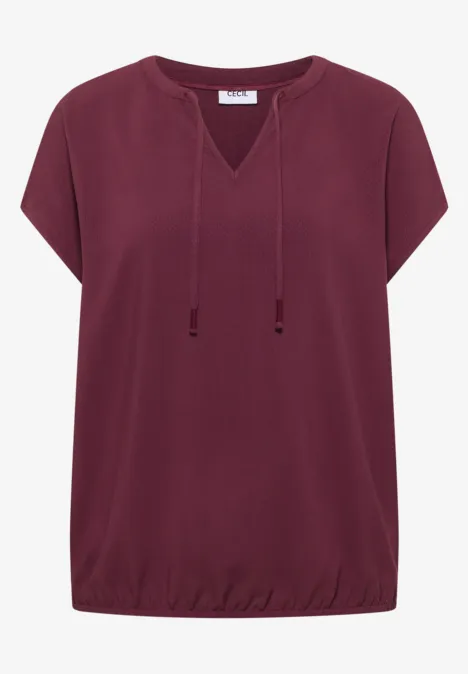 Kurzarm Bluse mit Strukturmix sweet grape red Kurzarm Bluse mit Strukturmix sweet grape red