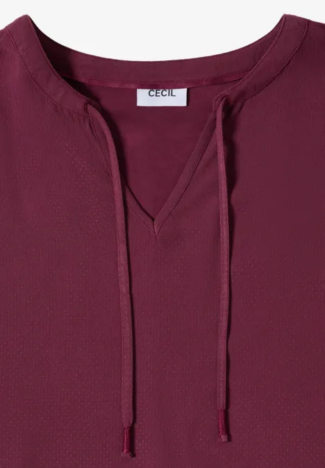 Kurzarm Bluse mit Strukturmix sweet grape red Kurzarm Bluse mit Strukturmix sweet grape red