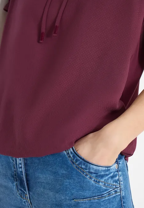Kurzarm Bluse mit Strukturmix sweet grape red Kurzarm Bluse mit Strukturmix sweet grape red