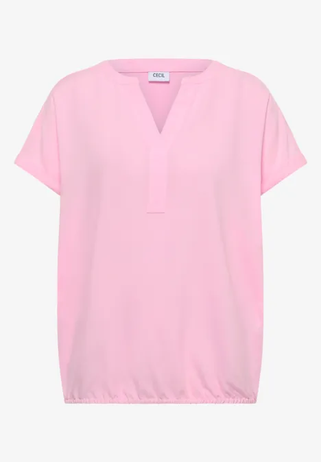 Bluzka koszulowa z krótkim rękawem i dekoltem typu split neck light blush rose Bluzka koszulowa z krótkim rękawem i dekoltem typu split neck light blush rose