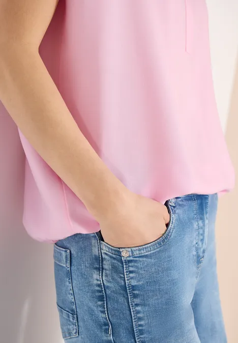 Bluzka koszulowa z krótkim rękawem i dekoltem typu split neck light blush rose Bluzka koszulowa z krótkim rękawem i dekoltem typu split neck light blush rose