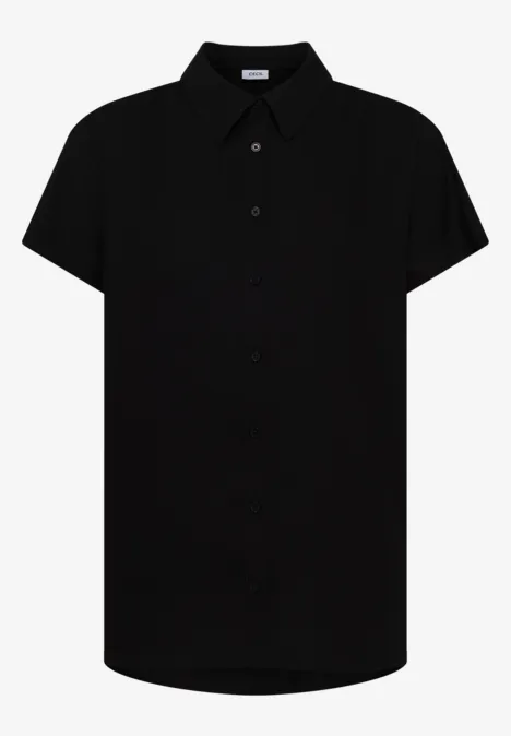 Basic blouse met overhemdkraag in effen kleur Black