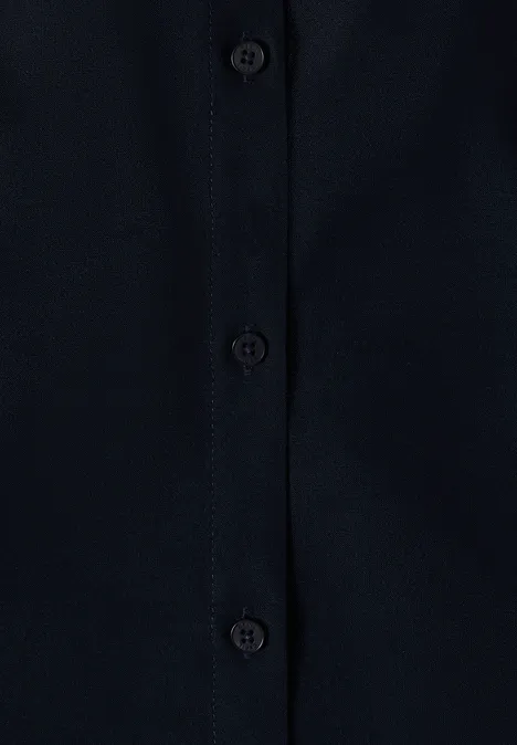 Basic blouse met overhemdkraag in effen kleur universal blue