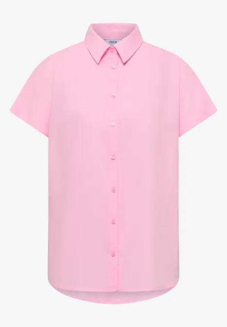 Bluzka koszulowa Basic z kołnierzykiem w jednolitym kolorze light blush rose Bluzka koszulowa Basic z kołnierzykiem w jednolitym kolorze light blush rose