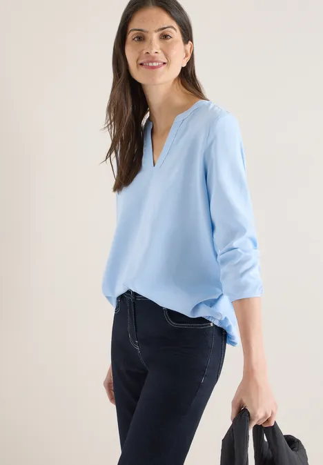 Bluse in Unifarbe light sky blue