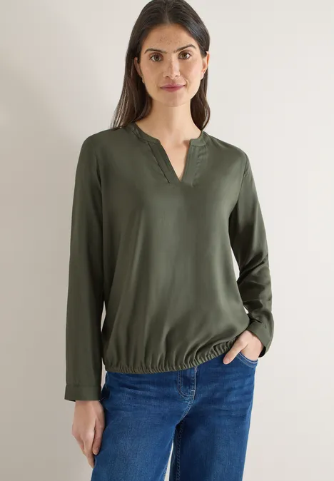 Bluse in Unifarbe khaki