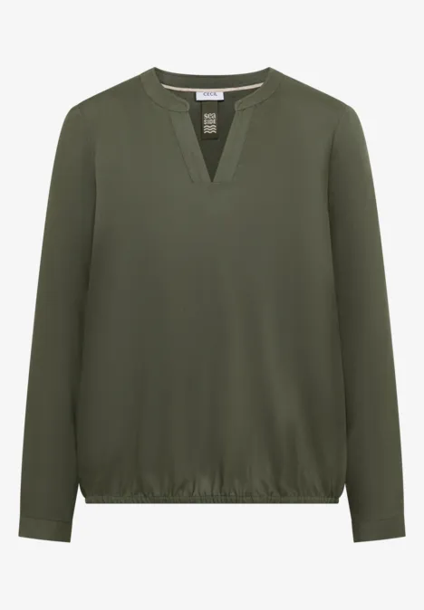 Bluse in Unifarbe khaki