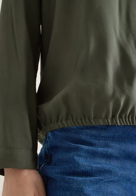 Bluse in Unifarbe khaki