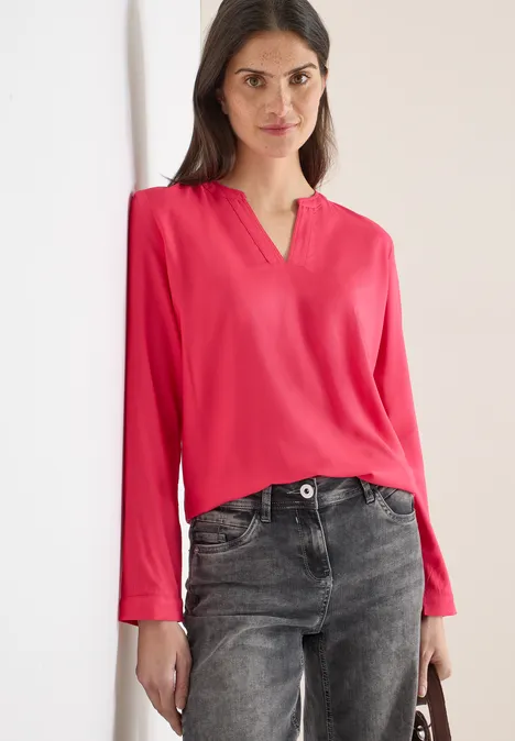 Bluse in Unifarbe geranium red