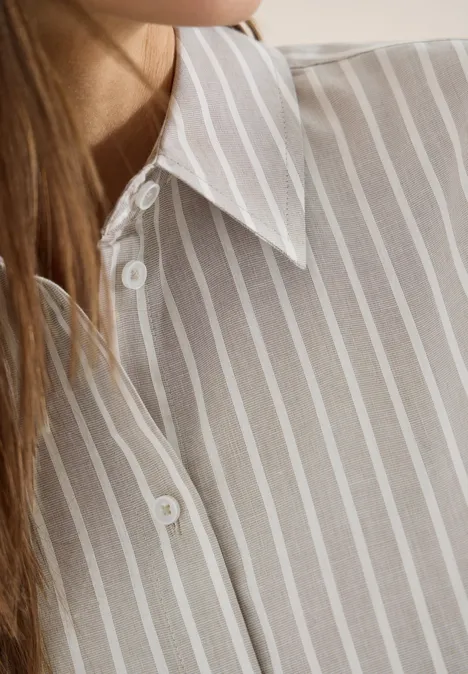 Gestrefte Hemdbluse urban taupe