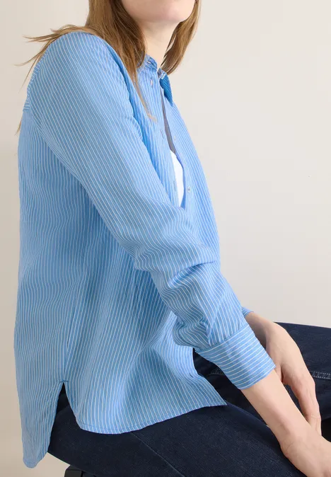 Gestreifte Hemdbluse fountain blue