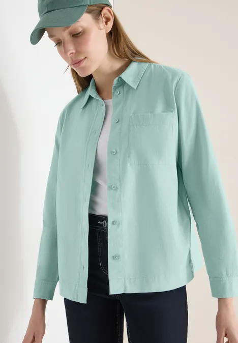 Overhemdblouse in effen kleur mint sea green