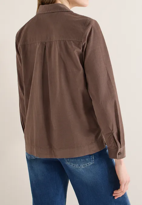 Overhemdblouse in effen kleur urban taupe