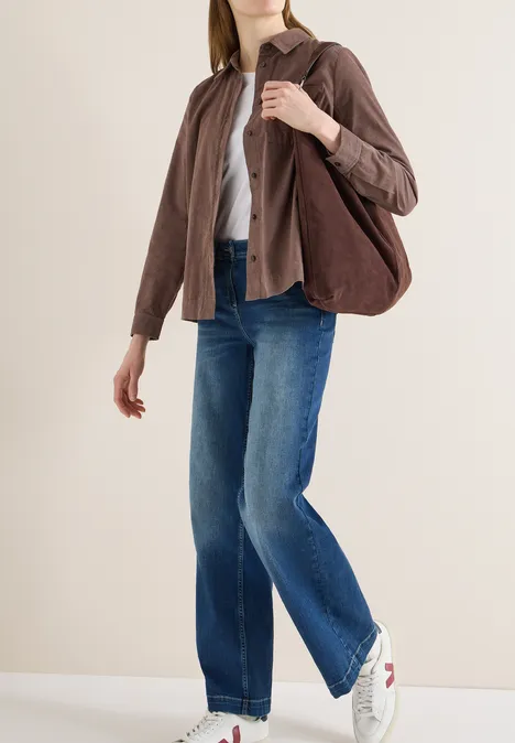 Overhemdblouse in effen kleur urban taupe