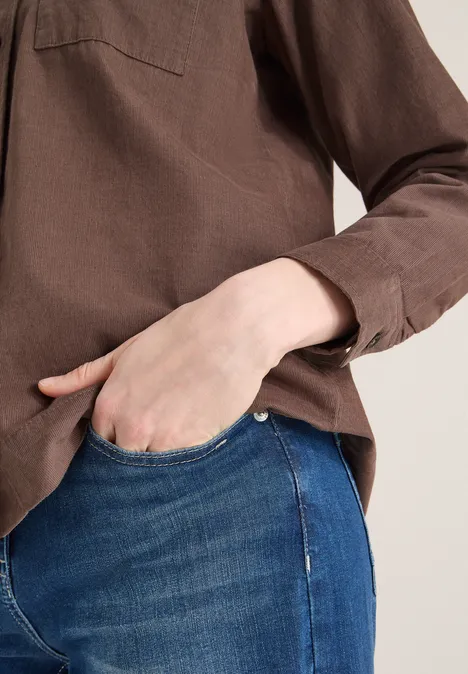 Overhemdblouse in effen kleur urban taupe