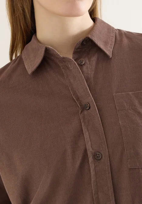 Overhemdblouse in effen kleur urban taupe