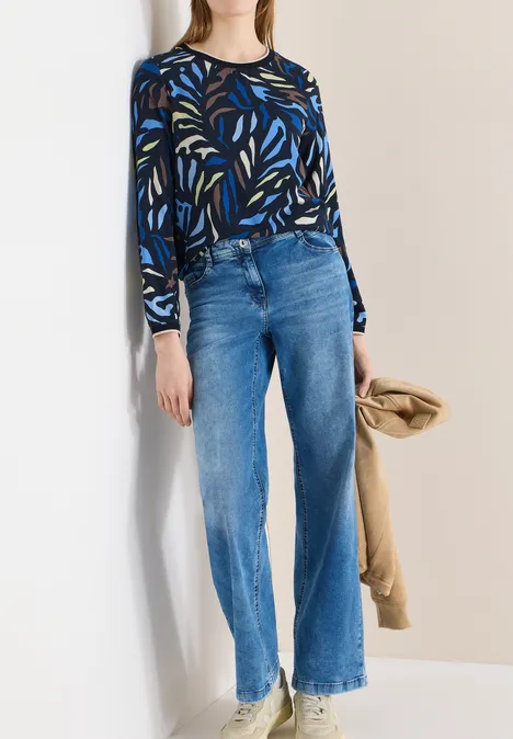 Wzorzysta bluzka koszulowa universal blue