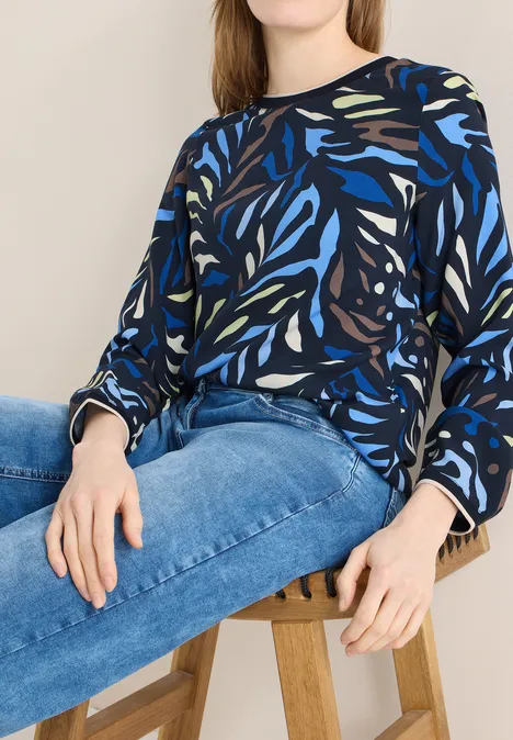 Wzorzysta bluzka koszulowa universal blue