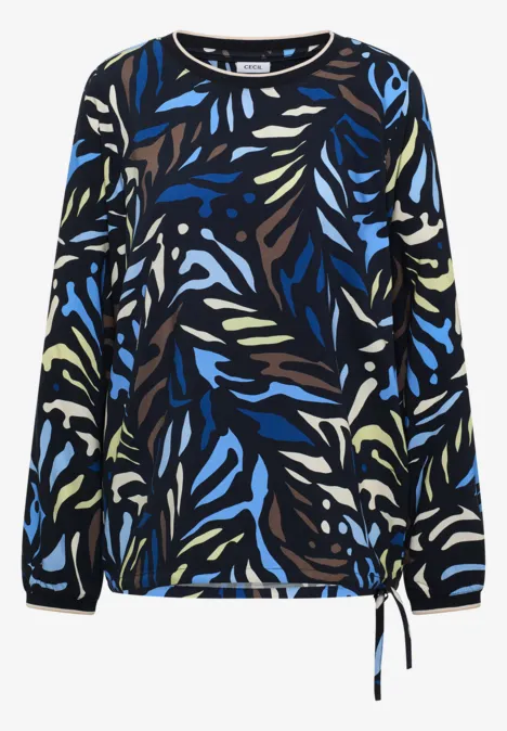 Wzorzysta bluzka koszulowa universal blue