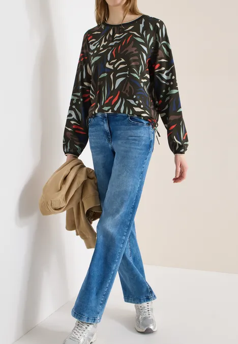 Wzorzysta bluzka koszulowa raw khaki