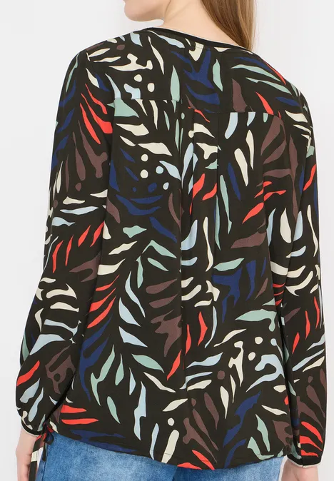 Wzorzysta bluzka koszulowa raw khaki