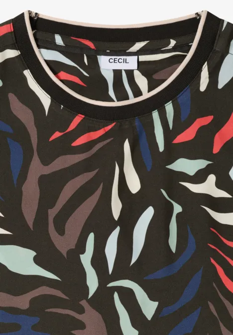 Wzorzysta bluzka koszulowa raw khaki