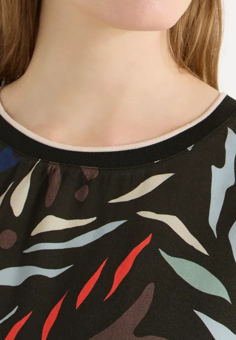 Wzorzysta bluzka koszulowa raw khaki