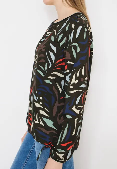 Wzorzysta bluzka koszulowa raw khaki