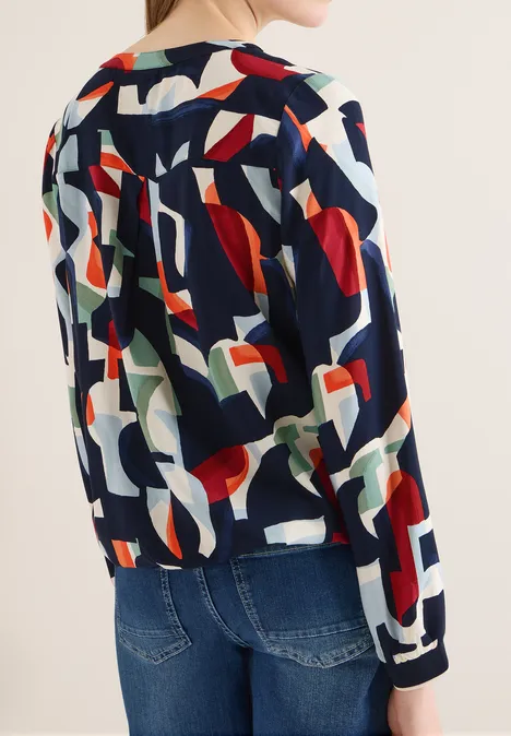 Wzorzysta bluzka koszulowa universal blue