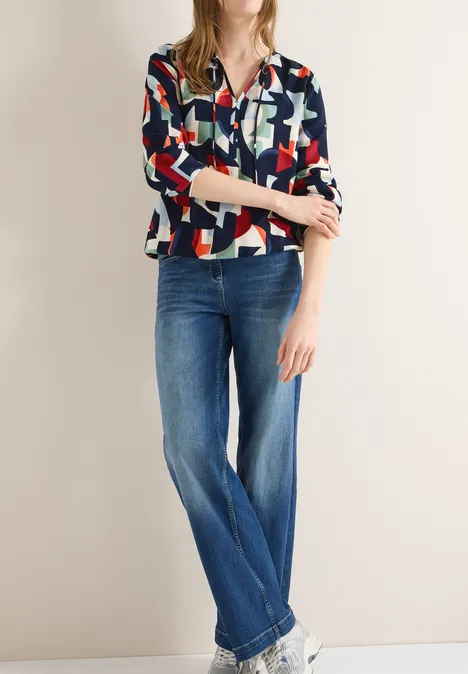 Wzorzysta bluzka koszulowa universal blue