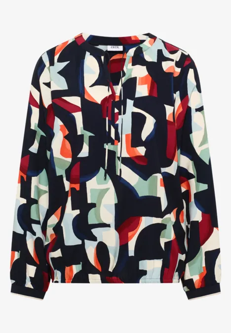 Wzorzysta bluzka koszulowa universal blue