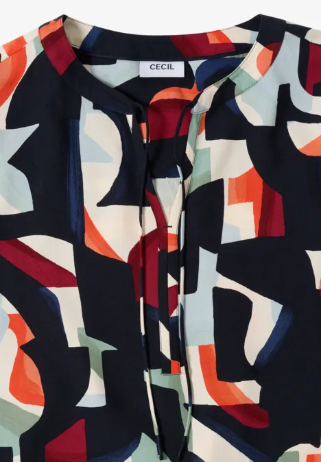 Wzorzysta bluzka koszulowa universal blue