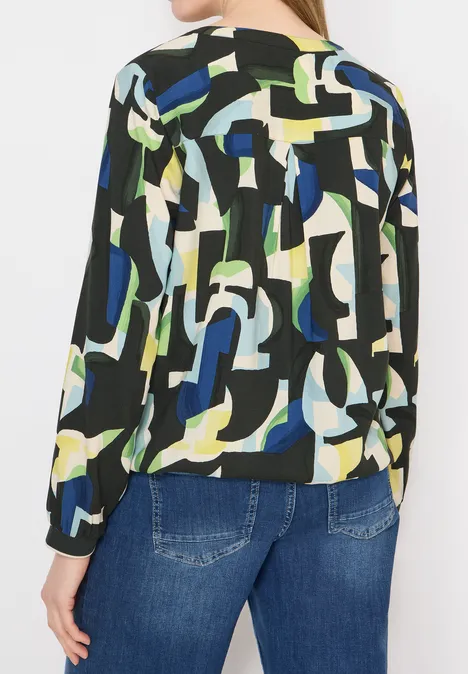 Wzorzysta bluzka koszulowa raw khaki