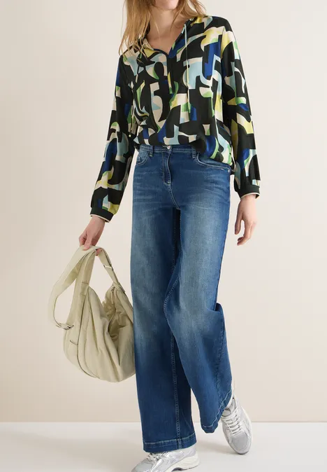 Wzorzysta bluzka koszulowa raw khaki