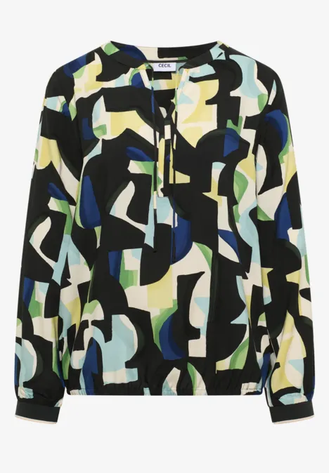 Wzorzysta bluzka koszulowa raw khaki