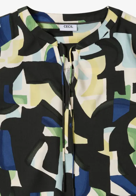 Wzorzysta bluzka koszulowa raw khaki