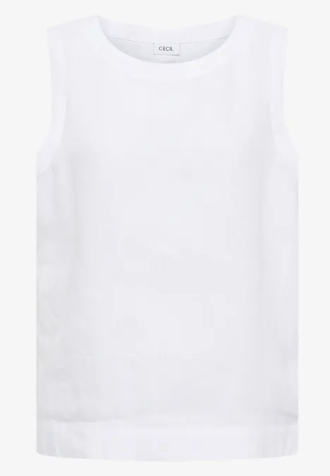 Weißes, ärmelloses Top aus Baumwolle