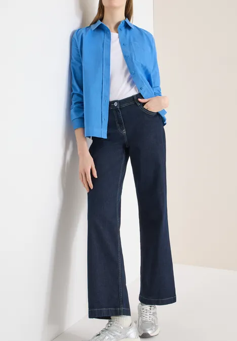 Bluzka koszulowa w jednolitym kolorze fountain blue