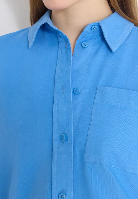 Bluzka koszulowa w jednolitym kolorze fountain blue