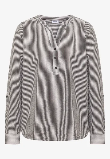 Gestreifte Seersucker Bluse macchiato brown Gestreifte Seersucker Bluse macchiato brown